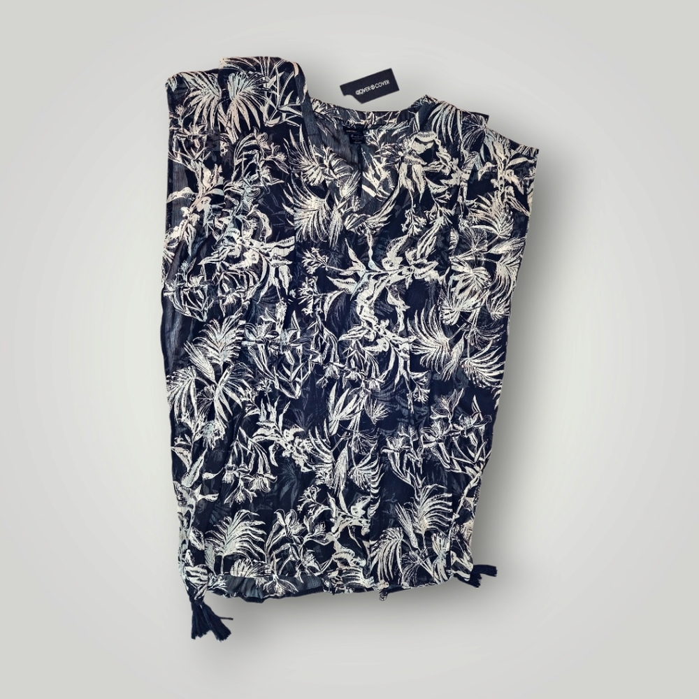 Cover2Cover Black Floral Cover Up, Size Medium